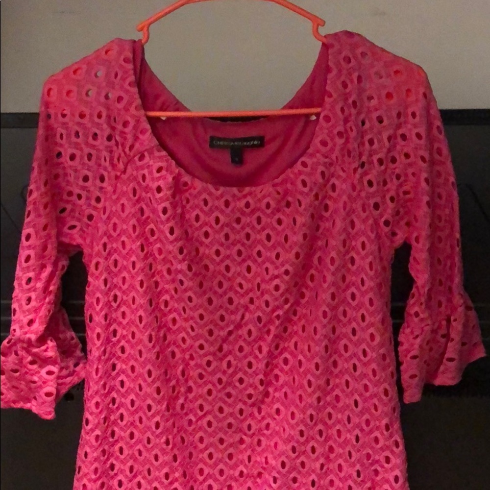 Cute hot pink dress. Adorable bell sleeves.